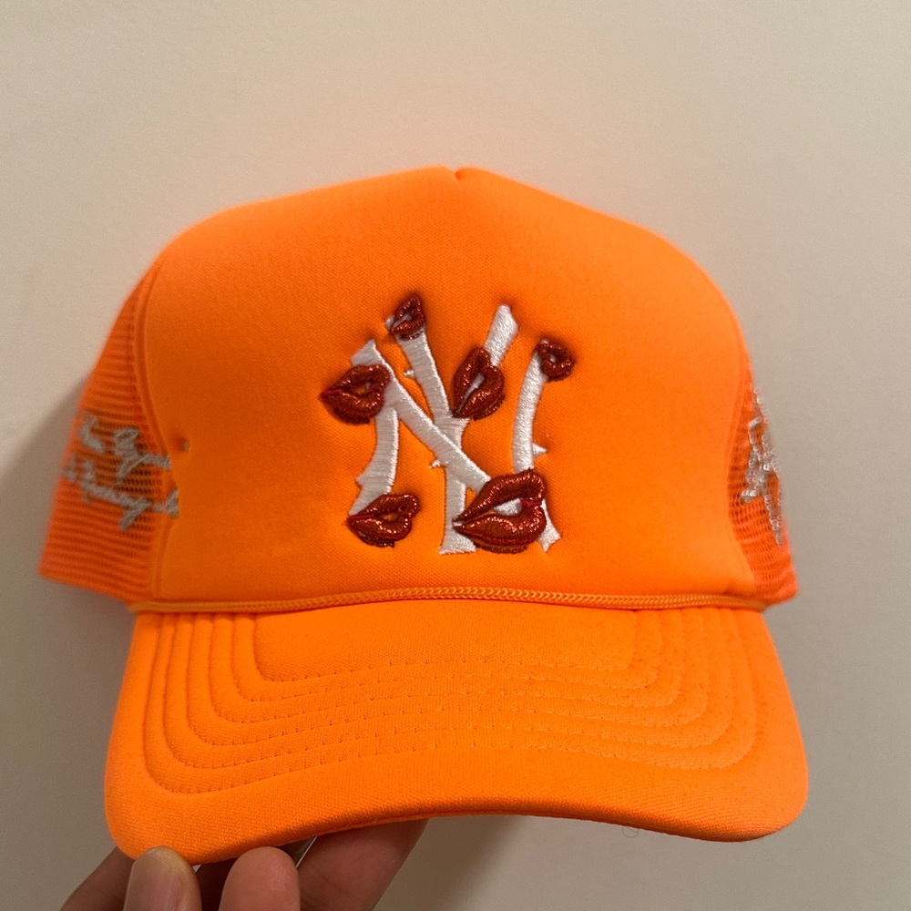 Orange Kids Cap with Embroidered Design